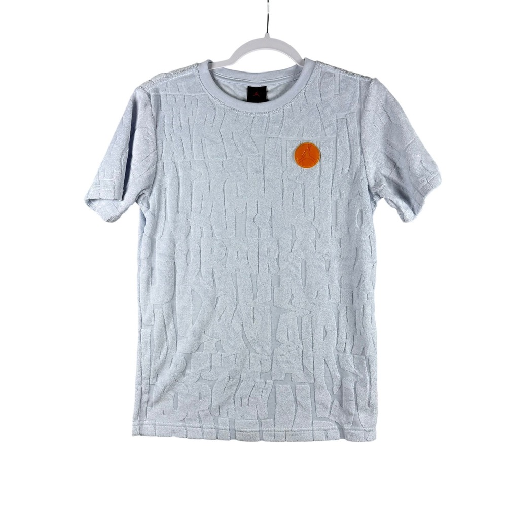 Jordan Kids Large Terry Cloth Jacquard Jumpman T-Shirt Short‎ Sleeve Blue Gray